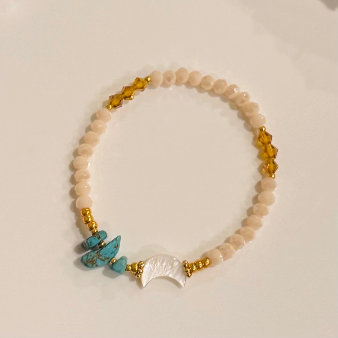 Beige Moon Stretch Bracelet