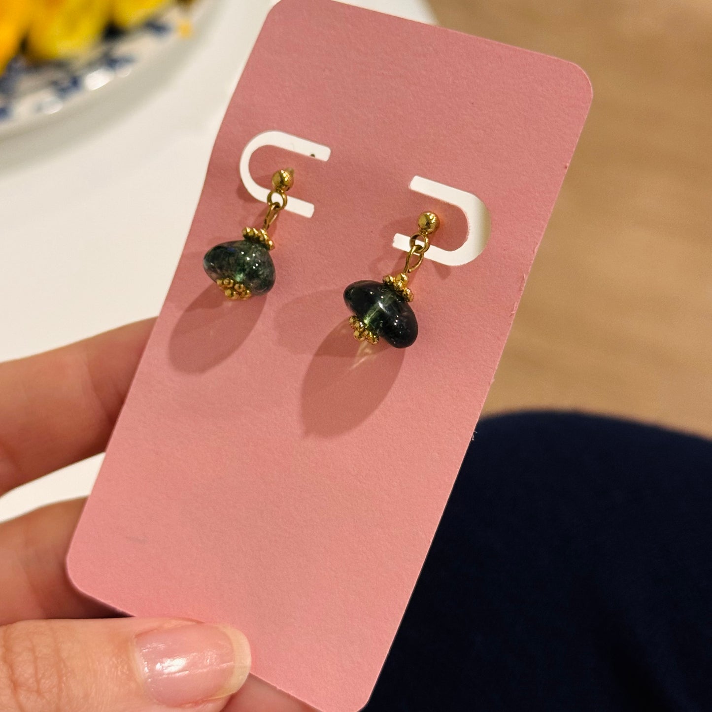 Mini Dark Green Earrings