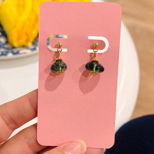 Mini Dark Green Earrings