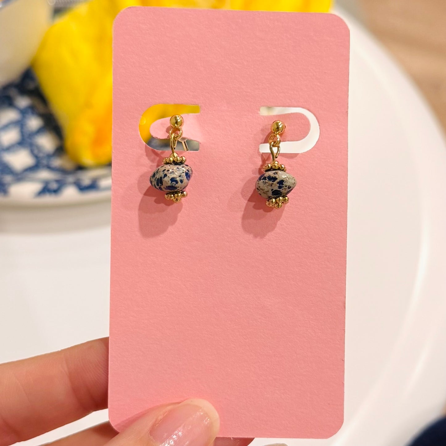 Mini Blue Speckles Earrings
